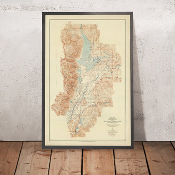 Antiguo mapa topográfico del Parque Nacional Grand Teton, 1948: Jackson Lake, Jenny Lake, Snake River, Mt Moran, Cascade Cyn 