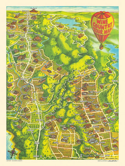 Alte Bildkarte von Napa und Sonoma von Morales, 1981: Napa, Santa Rosa, Sonoma, Lake Berryessa, Russian River