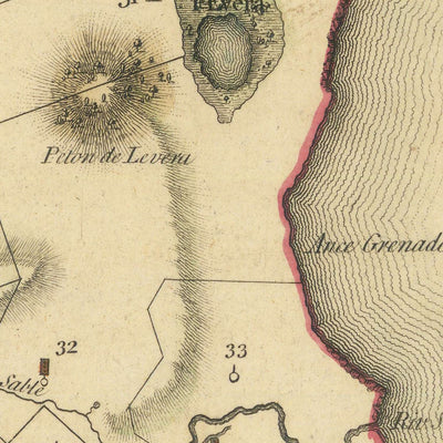 Rare Map of Grenada by Paterson, 1780: St. George's, Estates, Rivers, Bedford Point, Plantations