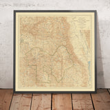 Old Topographic Map of Sequoia & Gen Grant NPs, 1927: Mt Whitney, Great W Divide, Kings Canyon, Sherman Tree, Mineral King