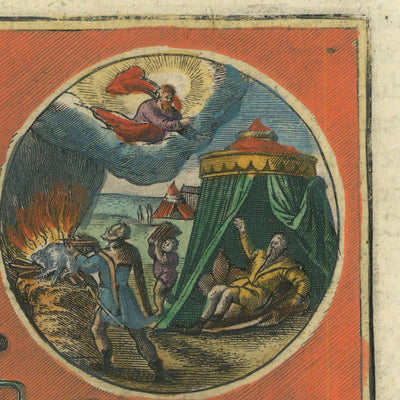 Rare Map of Abraham's Journey in the Holy Land by Ortelius, 1624: Jerusalem, Ur, Babylon, Dead Sea, Mediterranean