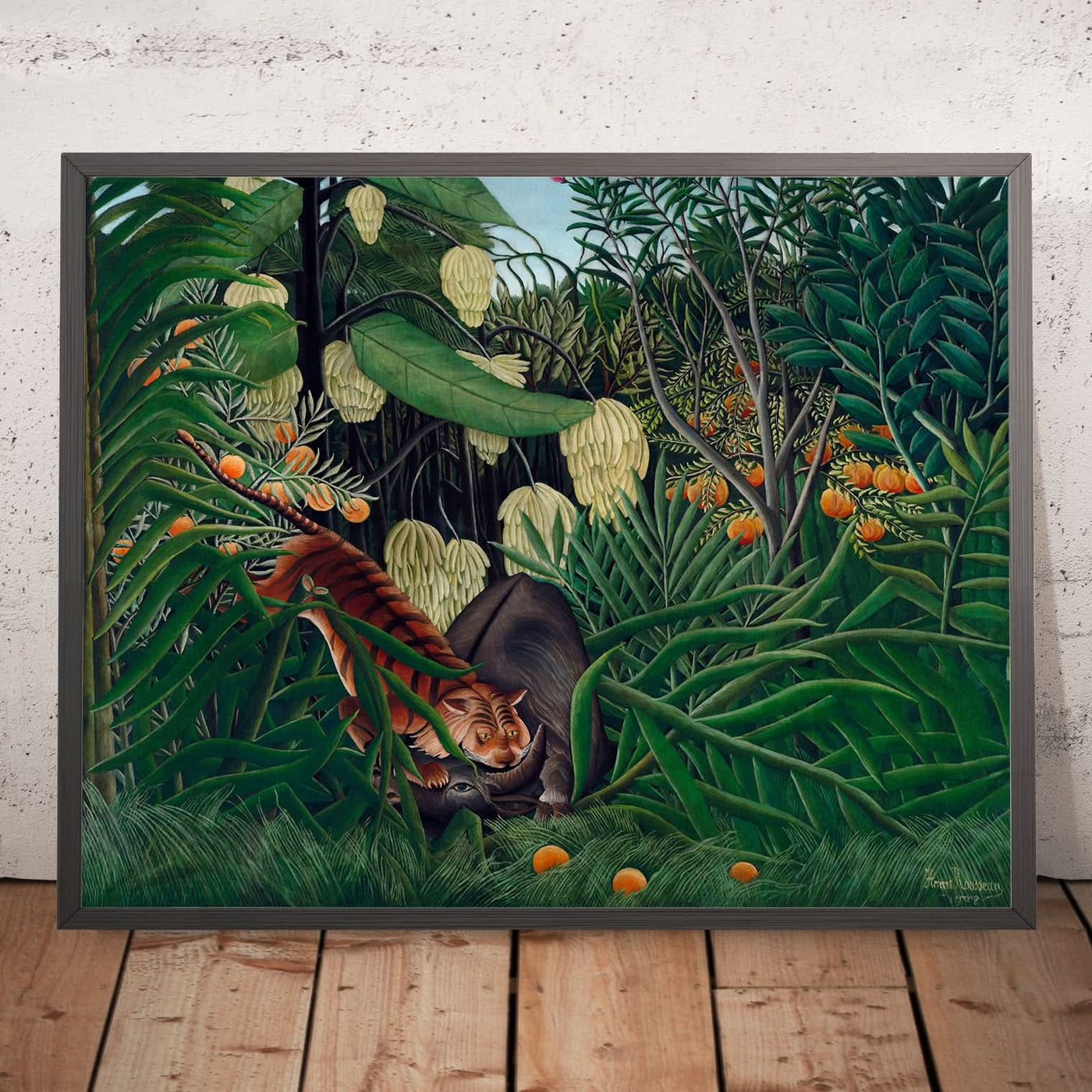 Kampf zwischen einem Tiger und einem Büffel von Henri Rousseau, 1908 