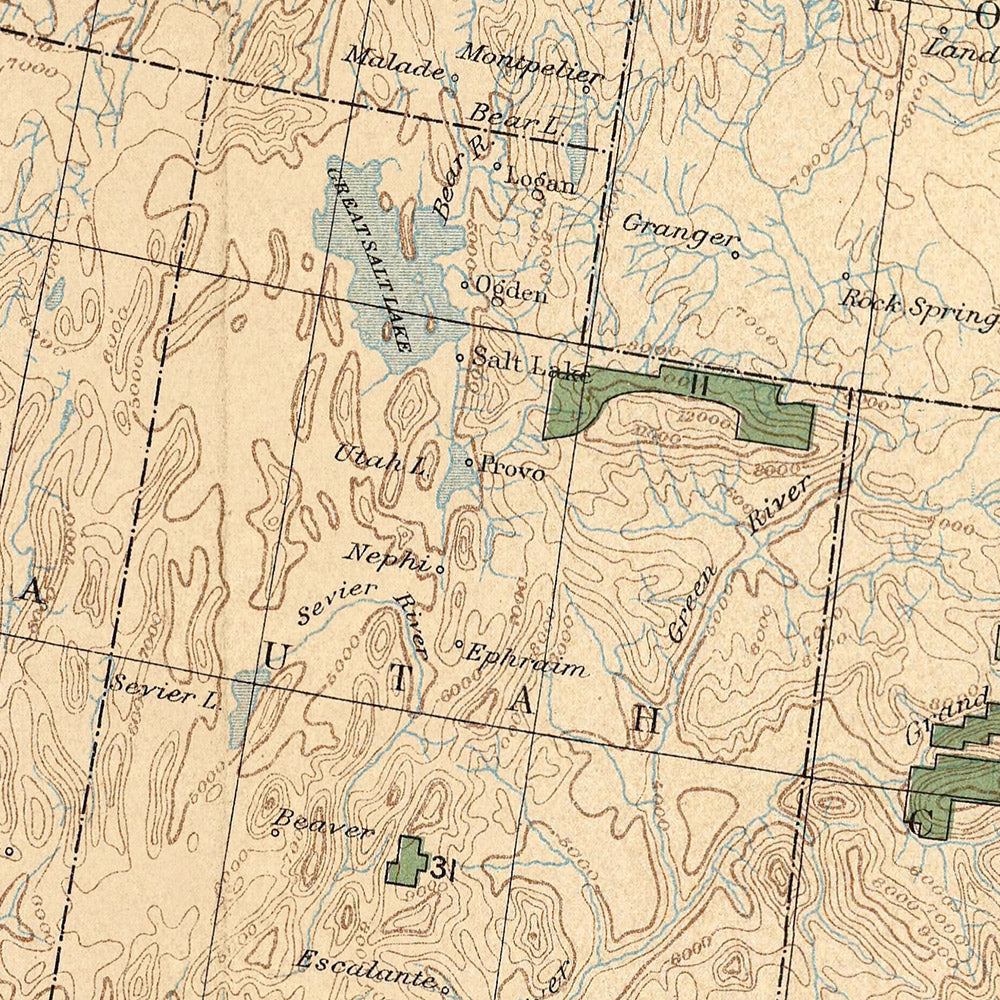Old Map of Forests & National Parks in the Western USA by USGS, 1900: Yellowstone, Sierra Nevada, Etc.