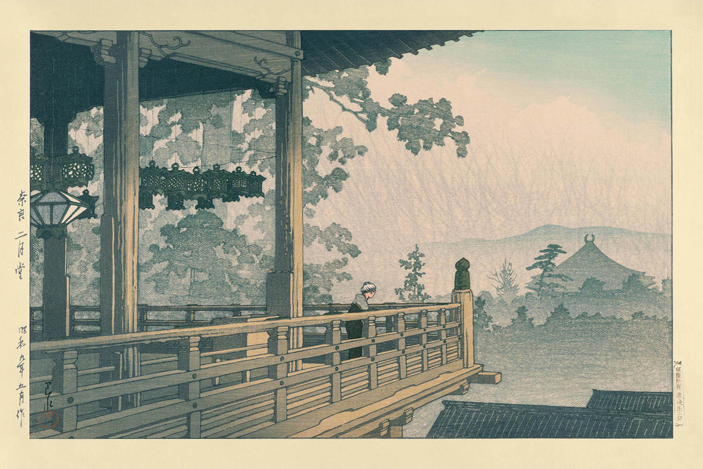 Nigatsu-do at Tōdai-ji Temple in Nara by Hasui Kawase, 1935