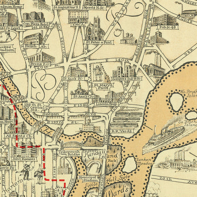 Manhattan: The Great Saunter, Route Map by The Unique Maps Co. and Chase, 1939: Personalisable, Central Park, Statue of Liberty, Empire State Building, Harlem