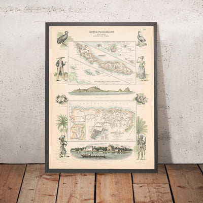 Old Map of Curaçao, Suriname & Leeward Islands by Fullarton, 1865: Colonial Dutch Possessions