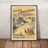 Affiche de voyage Normandie et Bretagne : Chemins de Fer de l’Ouest par Imprimerie Chaix, 1895 