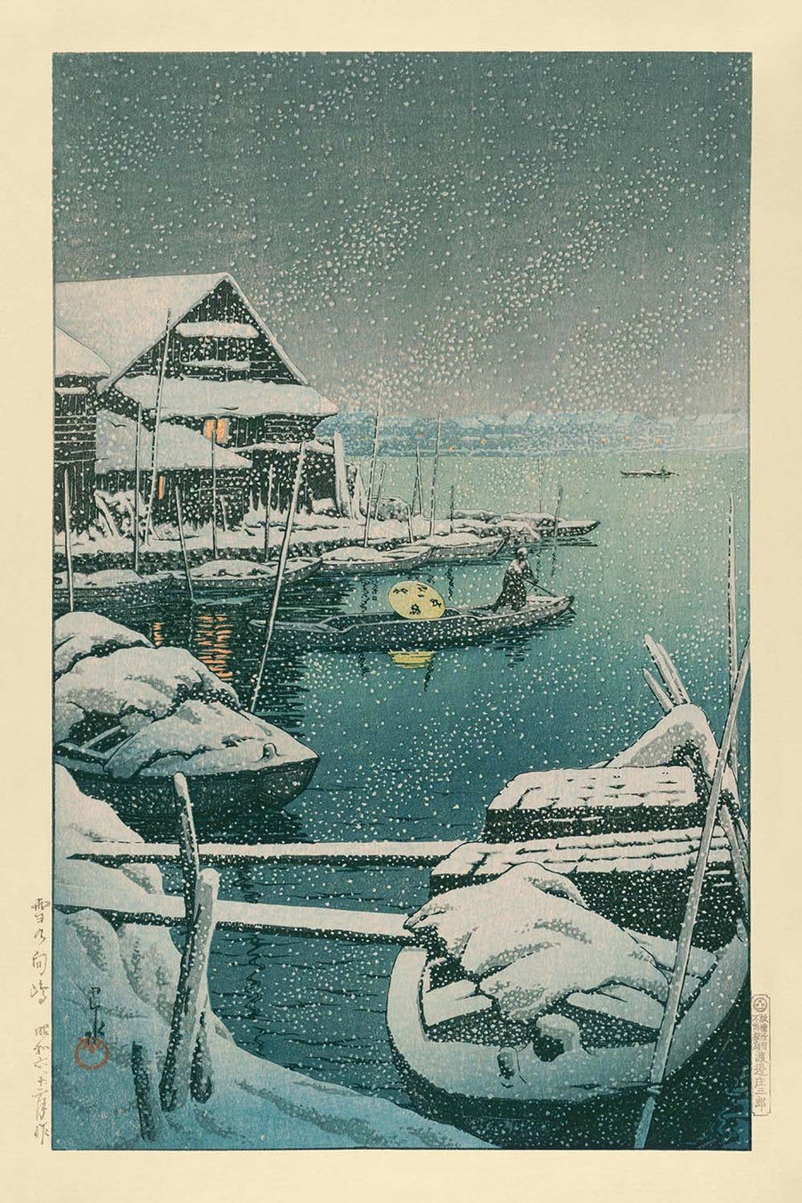 Tempesta di neve a Mukojima di Hasui Kawase, 1935 