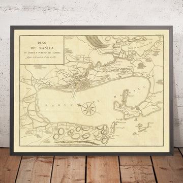 Mapa antiguo de la Bahía de Manila por Gongora, 1790: Cavite, Laguna de Bay 