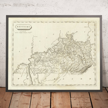 Mappa antica del Kentucky di Arrowsmith, 1804: fiumi Ohio e Mississippi, Cumberland Gap, Lexington, Louisville 