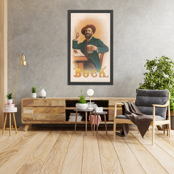 A framed image of Vintage Bock Beer Poster by Henry Jerome Schile, 1894