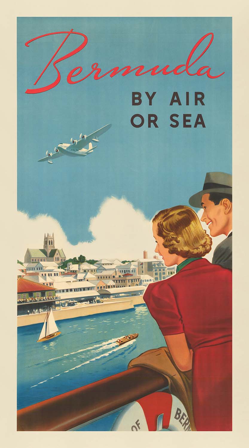 Bermuda Travel Poster: By Air or Sea, 1940