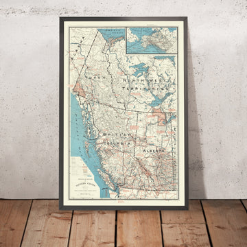 Old Road Map of Western Canada, 1952: Alaska Highway, Vancouver, Calgary, Edmonton, Jasper NP