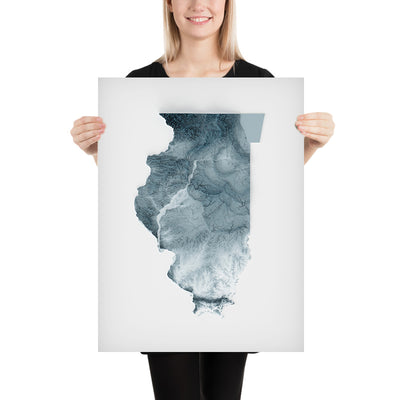 Illinois Topographic 3D Relief Map