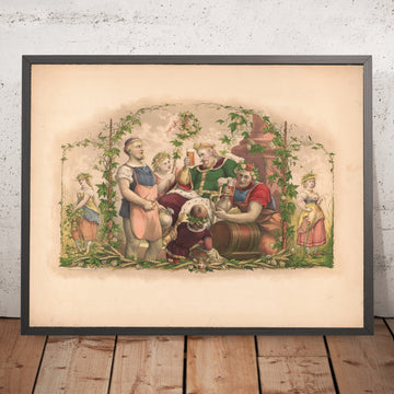 A framed image of King Gambrinus Vintage Beer Poster, 1878