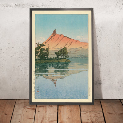 A framed image of Onuma Park in Hokkaido by Hasui Kawase, 1935