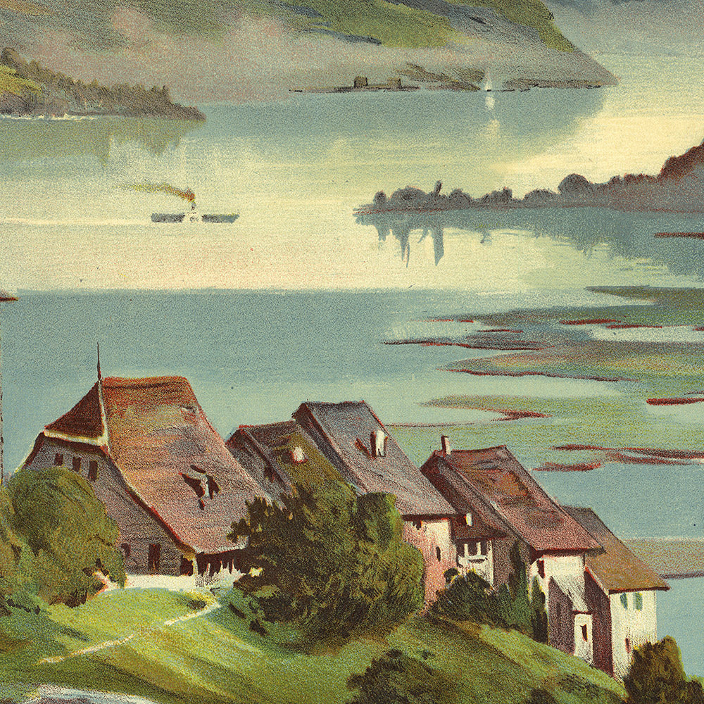 Antique Swiss Travel Poster: A travers le Jura – Suisse, 1895 by Frederic Hugo d’Alési