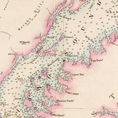 Old Map of Falkland Islands by Arrowsmith, 1848: Port Stanley, Charlotte Bay, Port Ross, Inset World