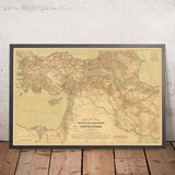 Grande carte de l'Empire ottoman avec chemins de fer, 1912 : Istanbul, Bagdad, Hejaz et chemin de fer de Bagdad, Première Guerre mondiale 