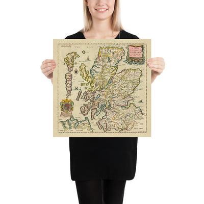 Rare Baroque Map of Scotland by Blome, 1670: Edinburgh, Glasgow, Highlands, Rivers, Loch Ness