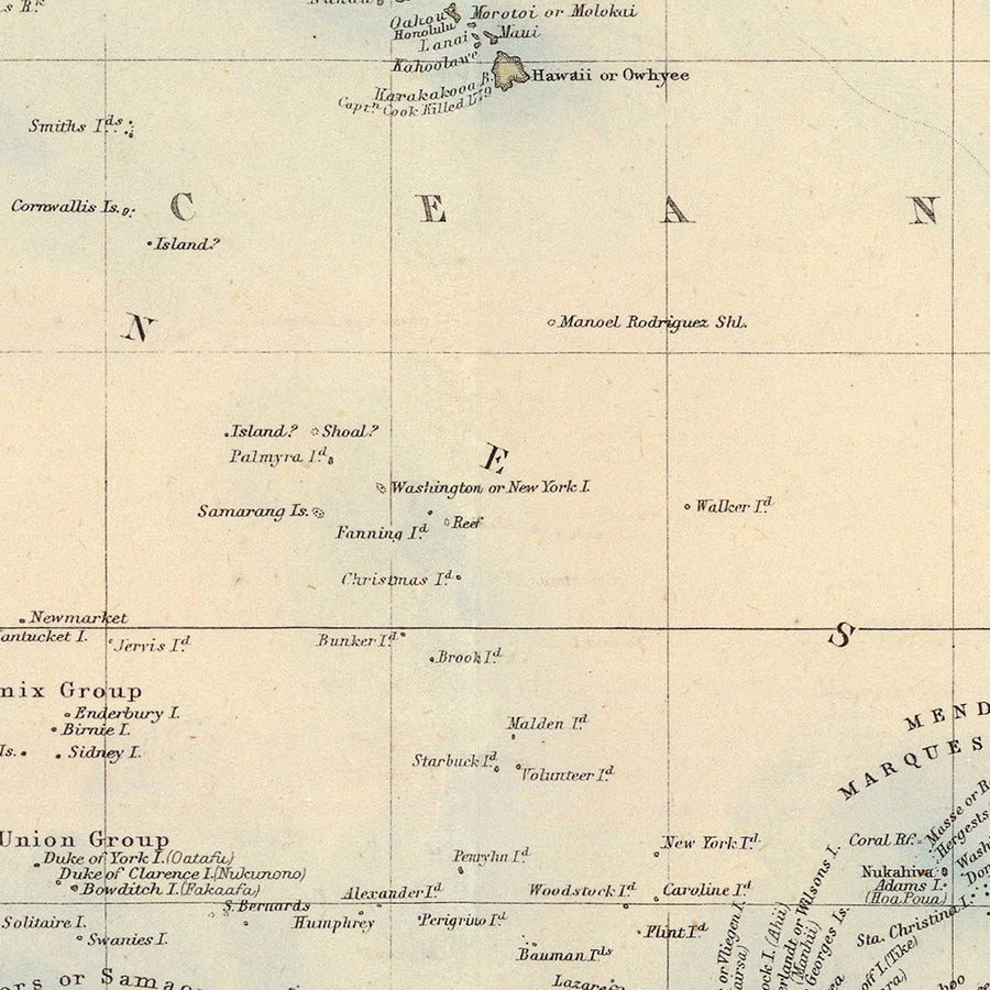 Ancienne carte du Rim Pacifique par Fullarton, 1872 : Polynésie, Australie, Nouvelle-Zélande, Amériques 