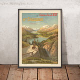 Reiseplakat Oberengadin: Hte. Engadine – Trains rapides von F. Hugo d’Alesi 