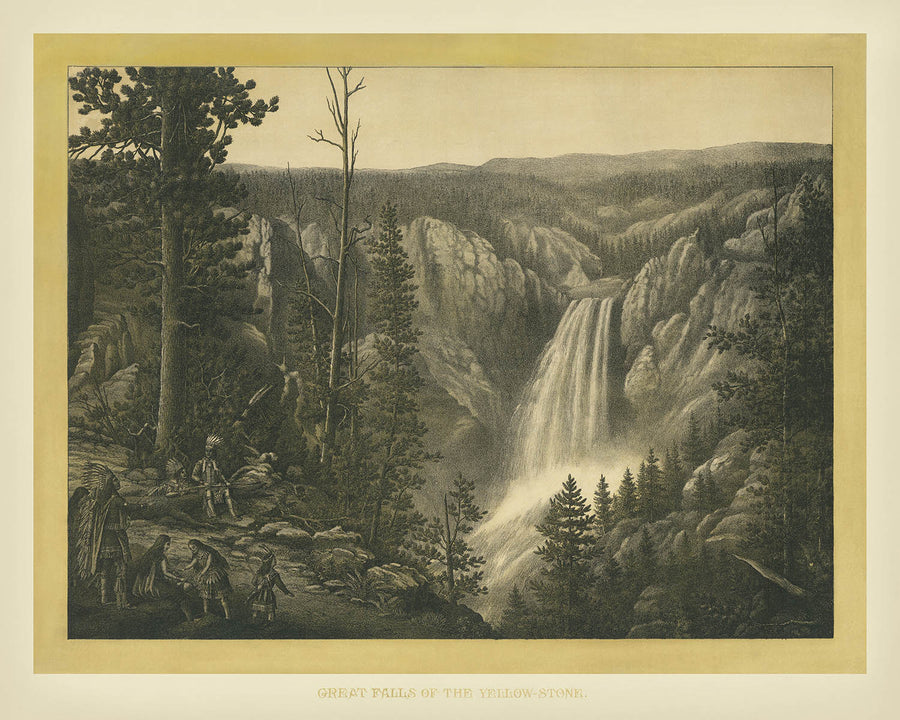 Les Grandes Chutes du Yellowstone par Kurz & Allison, 1885 