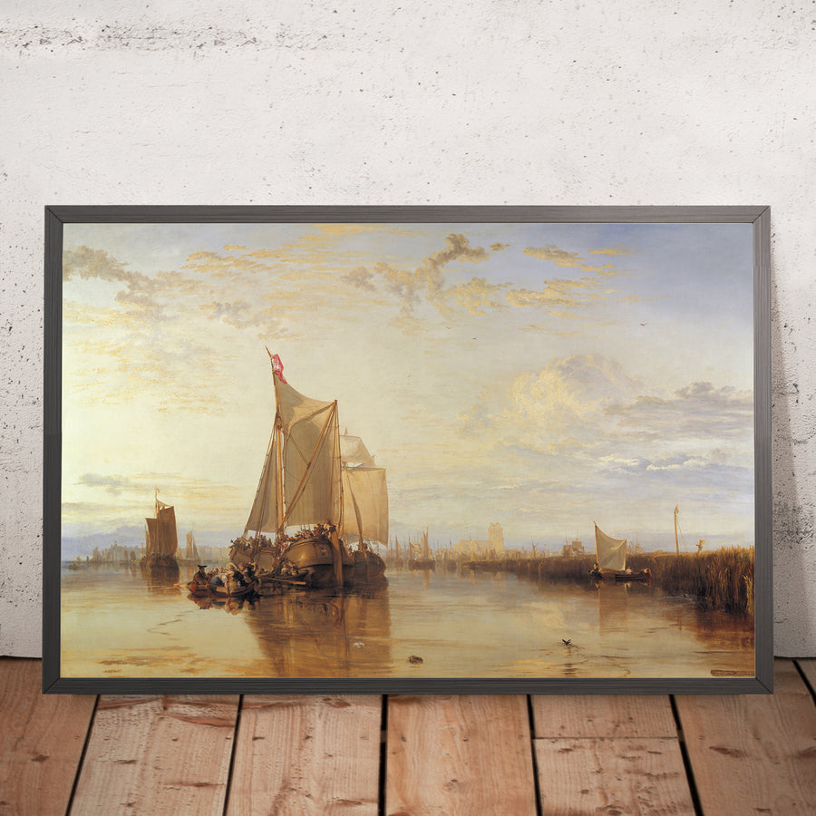 A framed image of Dort or Dordrecht - The Dort Packet-Boat from Rotterdam Becalmed by Turner, 1818