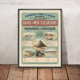 Reiseposter für die Normandie und die Bretagne: Chemins de Fer de l’Ouest – Bains de mer & Excursions von Jules Chéret, 1879 