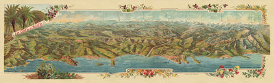 Old Birdseye Map of Côte d’Azur by Legresle, 1925: Nice, Cannes, Monaco, Antibes, Toulon