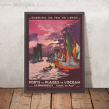 Affiche de voyage La Rochelle : Entrée du Port par E. Paul Champseix, 1928 