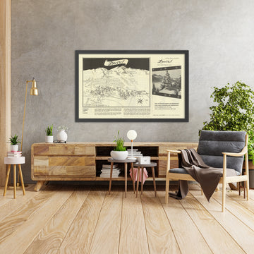 Old Ski Resort Map of Davos, 1959: Weissfluhjoch, Jakobshorn, Schatzalp, Klosters, Davos Platz