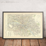 Antica mappa omnibus di Parigi di Letts, 1892: Senna, Louvre e Tuileries, Notre-Dame, Opéra, Invalides 