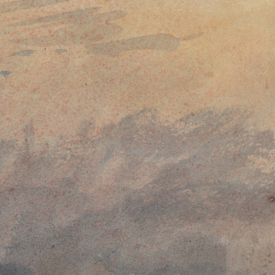 Evening Landscape with Castle and Bridge in Yorkshire by Turner, 1798