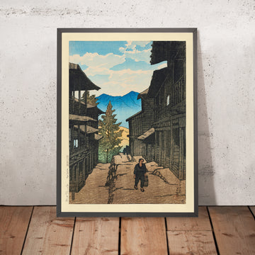 A framed image of Autumn in Arayu Shoibara by Hasui Kawase 1935