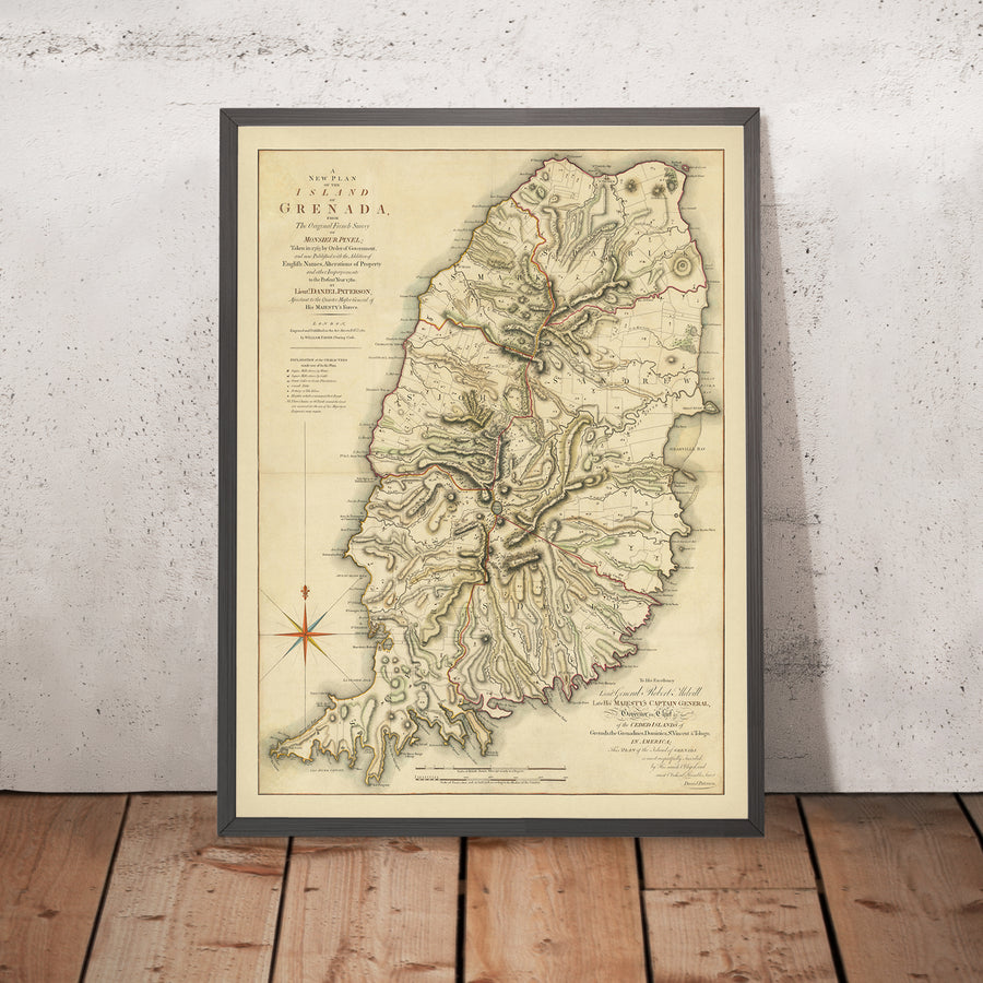 Mappa rara di Grenada di Paterson, 1780: St. George&