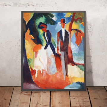A framed image of People by the Blue Lake by August Macke, 1913