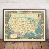 Mapa de Música Folklórica Antigua de los Estados Unidos por Lawrence, 1946: Símbolos Zuni, Baladas de Bayou, Temas Musicales 