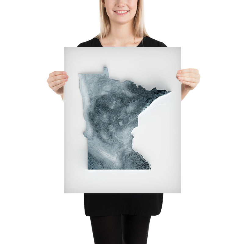 Mappa topografica 3D in rilievo del Minnesota 