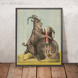 Vintage Bock Beer Poster by Henry Jerome Schile, 1880