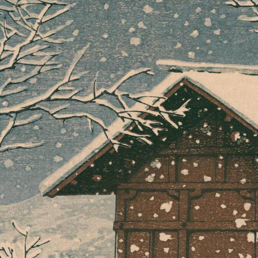 Santuario Kansagu al Lago Tawaza nella Neve di Hasui Kawase, 1935 