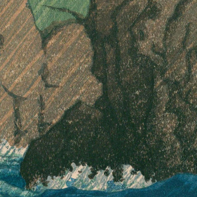 Ocean Waves at Hachinohe Same on a Rainy Day by Hasui Kawase, 1935