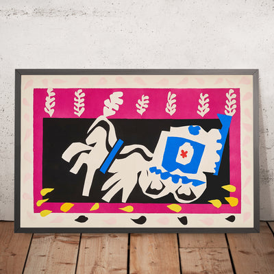 A framed image of Les funérailles de Pierrot (Pierrot’s Funeral) by Henri Matisse, 1947