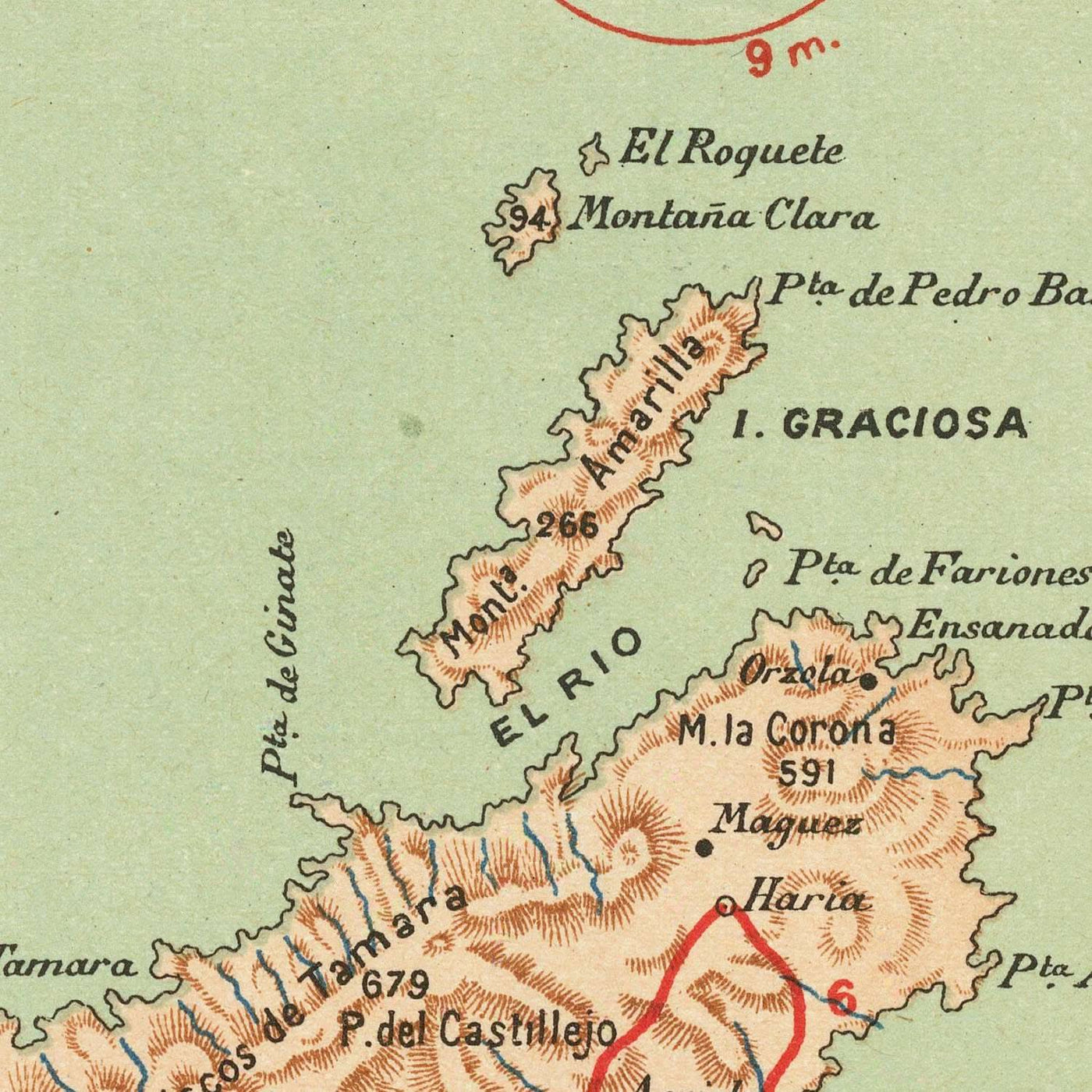 Alte Karte der Kanarischen Inseln von Chias, 1900: Las Palmas, Arrecife, Wappen, Topographie, Straßen