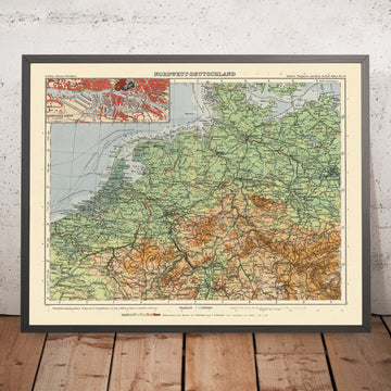 Old Map of Northwest Germany by Haack, 1943: Hamburg, Bremen, Elbe, Weser, North Sea