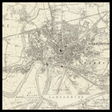 Mapa antiguo personalizado de Warrington 