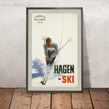 Poster di viaggio Norvegia: Hagen – sci di Einar Johnsen, 1934 