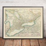 Old Map of Ontario and Part of New York, 1870: Toronto, Detroit, Lake Ontario, Railways, Niagara Falls