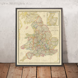 Alte County-Karte von England und Wales von Wyld, 1842: Mautstraßen und Postkutschenstraßen 