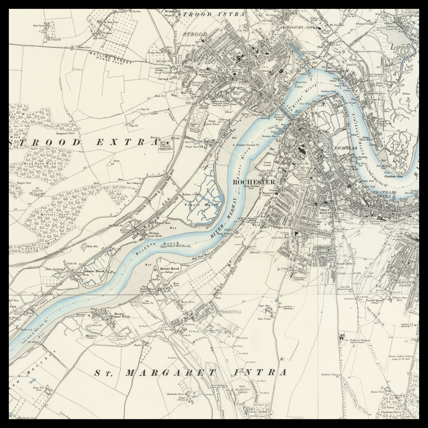 Personalised Old Map of Rochester – The Unique Maps Co.